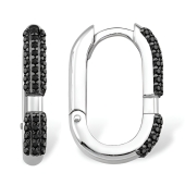 Серьги из серебра с черными фианитами