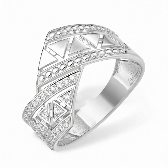 Кольцо из серебра с бриллиантом и горным хрусталем