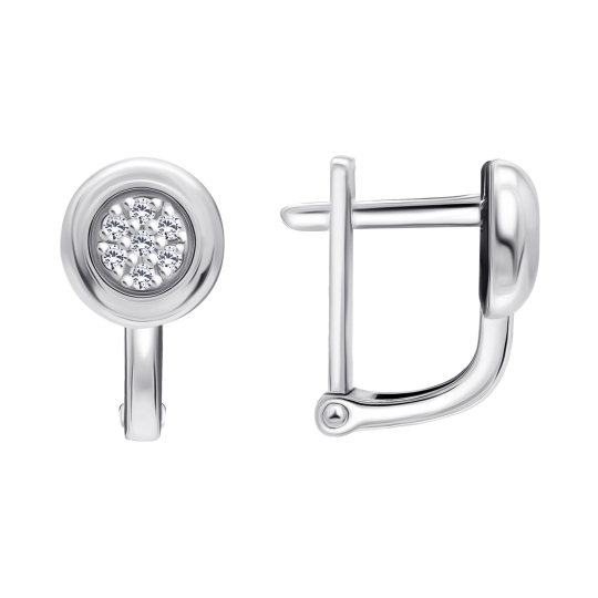 Серьги из серебра с кварцами и фианитами