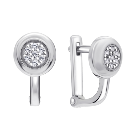 Серьги-трансформеры из серебра с горным хрусталем и фианитами