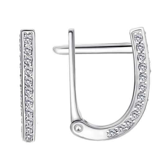 Серьги из серебра с сердоликом и фианитами