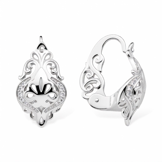 Серьги из серебра с позолотой и ситаллами