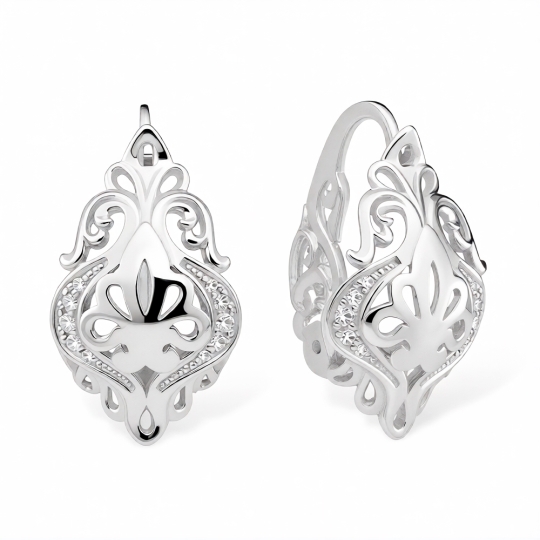 Серьги из серебра с позолотой и ситаллами