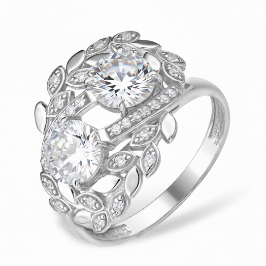 Кольцо из серебра с фианитами