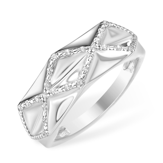 Кольцо из серебра с рубиновым корундом и фианитами