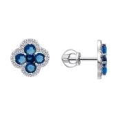 Серьги из серебра с ювелирными кристаллами и фианитами