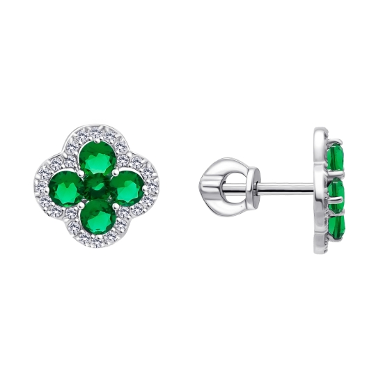 Одиночная серьга из серебра с фианитом