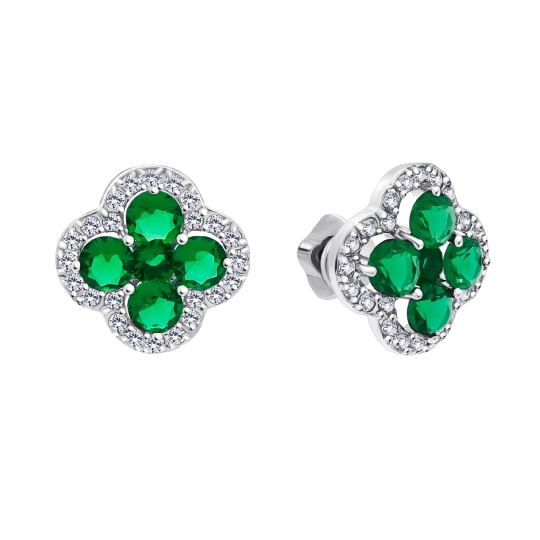 Серьги из серебра с фианитами