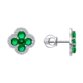 Серьги из серебра с ювелирными кристаллами и фианитами