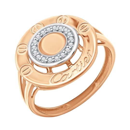 Кольцо из серебра с кварцем и фианитами