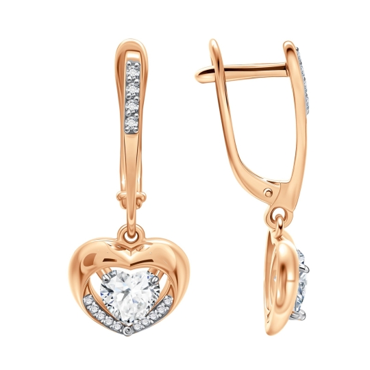 Серьги из серебра с эмалью и фианитами