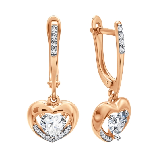 Серьги из серебра с эмалью и фианитами