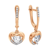 Серьги из серебра с позолотой и фианитами