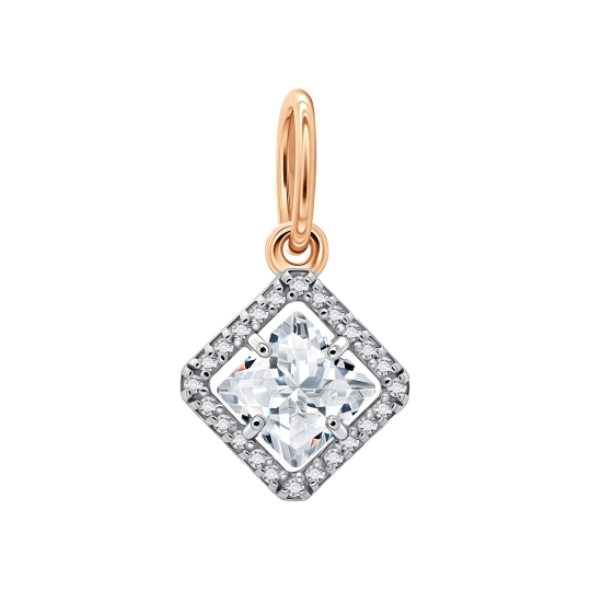 Серьги из серебра с позолотой и фианитами