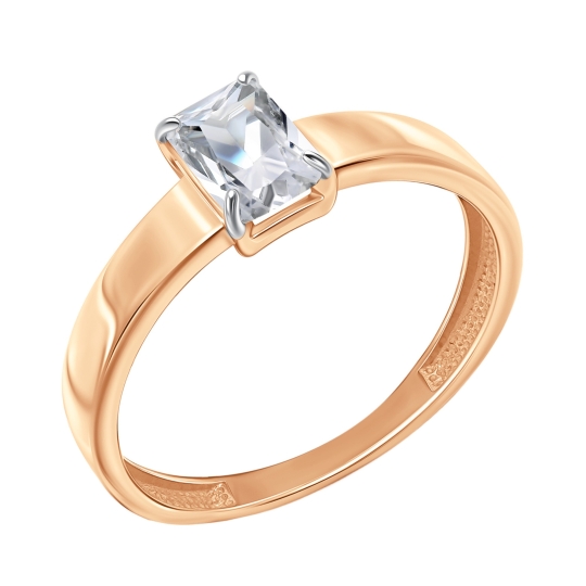 Кольцо-печатка из серебра с фианитом