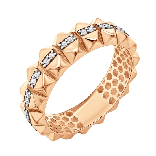 Кольцо из серебра с эмалью и фианитами