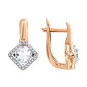 Серьги из серебра с позолотой и фианитами