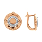 Серьги из серебра с позолотой и фианитами