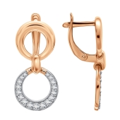 Серьги из серебра с позолотой и фианитами