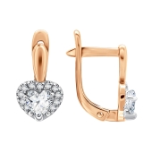 Серьги из серебра с позолотой и фианитами