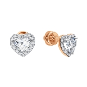 Серьги из серебра с позолотой и фианитами