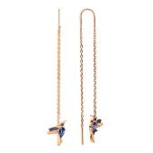 Серьги из серебра с позолотой и фианитами 