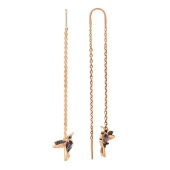 Серьги из серебра с позолотой и фианитами 