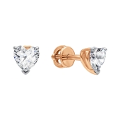 Серьги из серебра с позолотой и фианитами