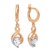 Серьги из серебра с позолотой и фианитами