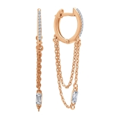 Серьги из серебра с позолотой и фианитами