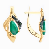 Серьги из золота с агатами и фианитами