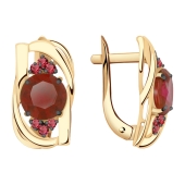 Серьги из золота с гранатами и фианитами