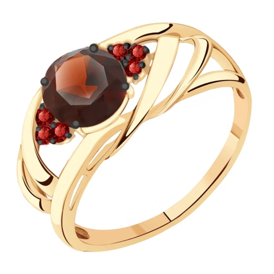 Серьги из золота с гранатами и фианитами