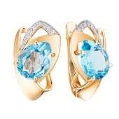 Серьги из золота с топазам Swiss и фианитами