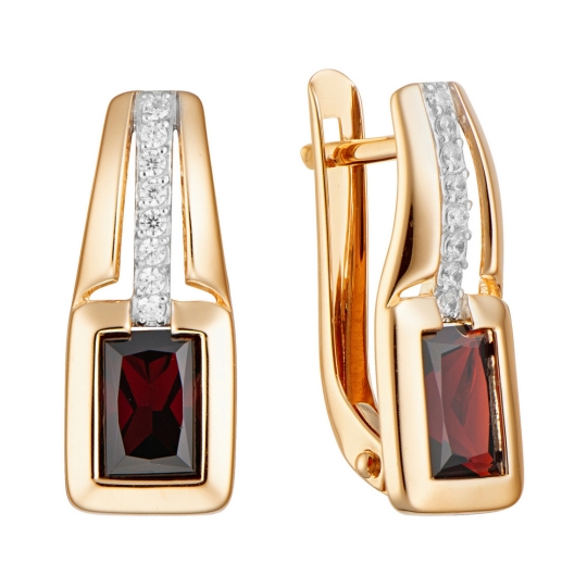 Кольцо из золота с гранатом и фианитами