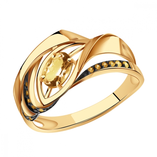 Кольцо из золота с жемчугом и фианитами