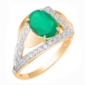 Кольцо из золота с агатом и фианитами