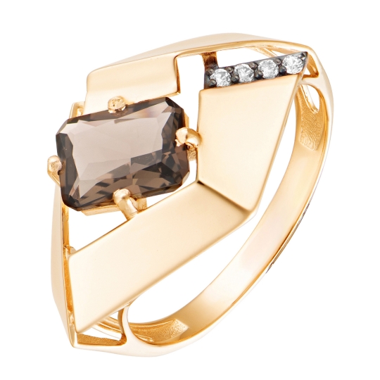 Подвеска из золота с раухтопазом и фианитами