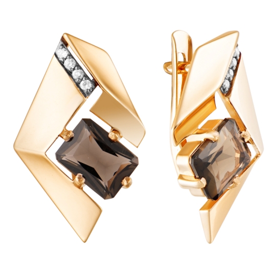 Подвеска из золота с раухтопазом и фианитами