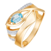 Кольцо из золота с топазом Swiss и фианитами
