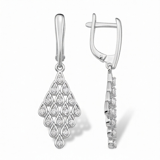 Серьги из серебра с фианитами