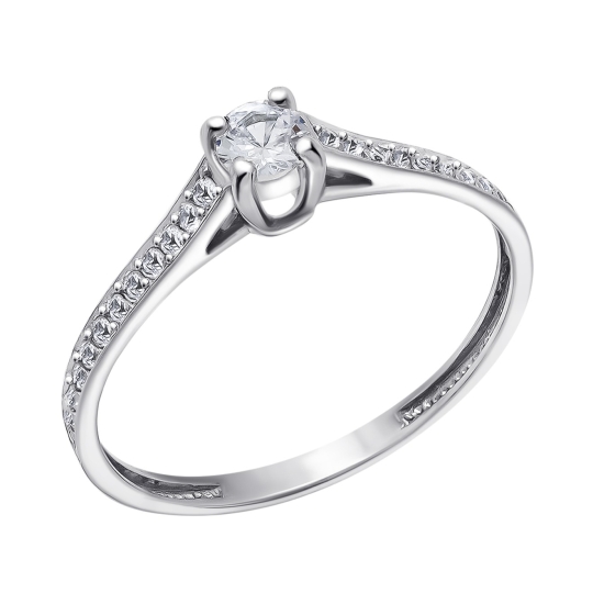 Двойное кольцо из серебра с фианитами