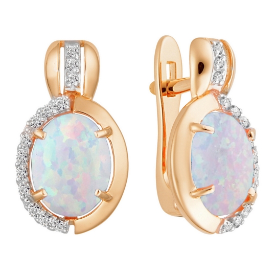 Серьги из золота с сапфировыми корундами и фианитами