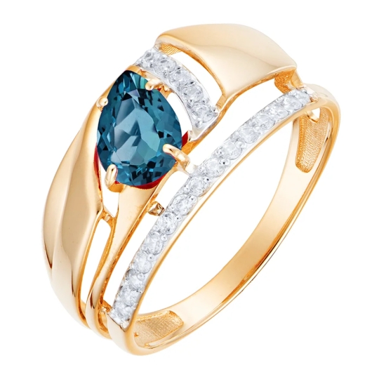 Серьги из золота с топазами London и фианитами