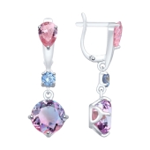 Серьги из серебра с ситаллами и фианитами