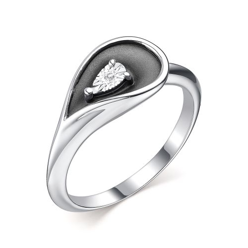 Кольцо из серебра с ситаллом и фианитами