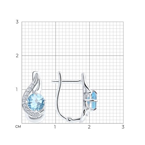 Серьги из серебра с зелёными агатами и фианитами