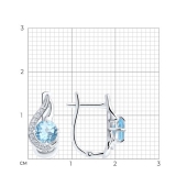 Серьги из серебра с топазами и фианитами