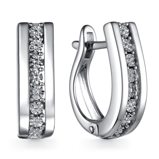 Серьги из серебра с фианитами