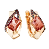 Серьги из золота с гранатами и фианитами